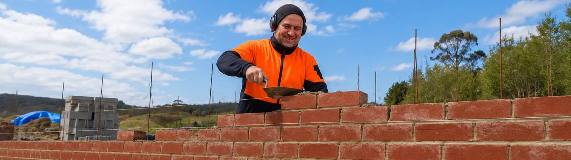 Bricklayer at work on site
